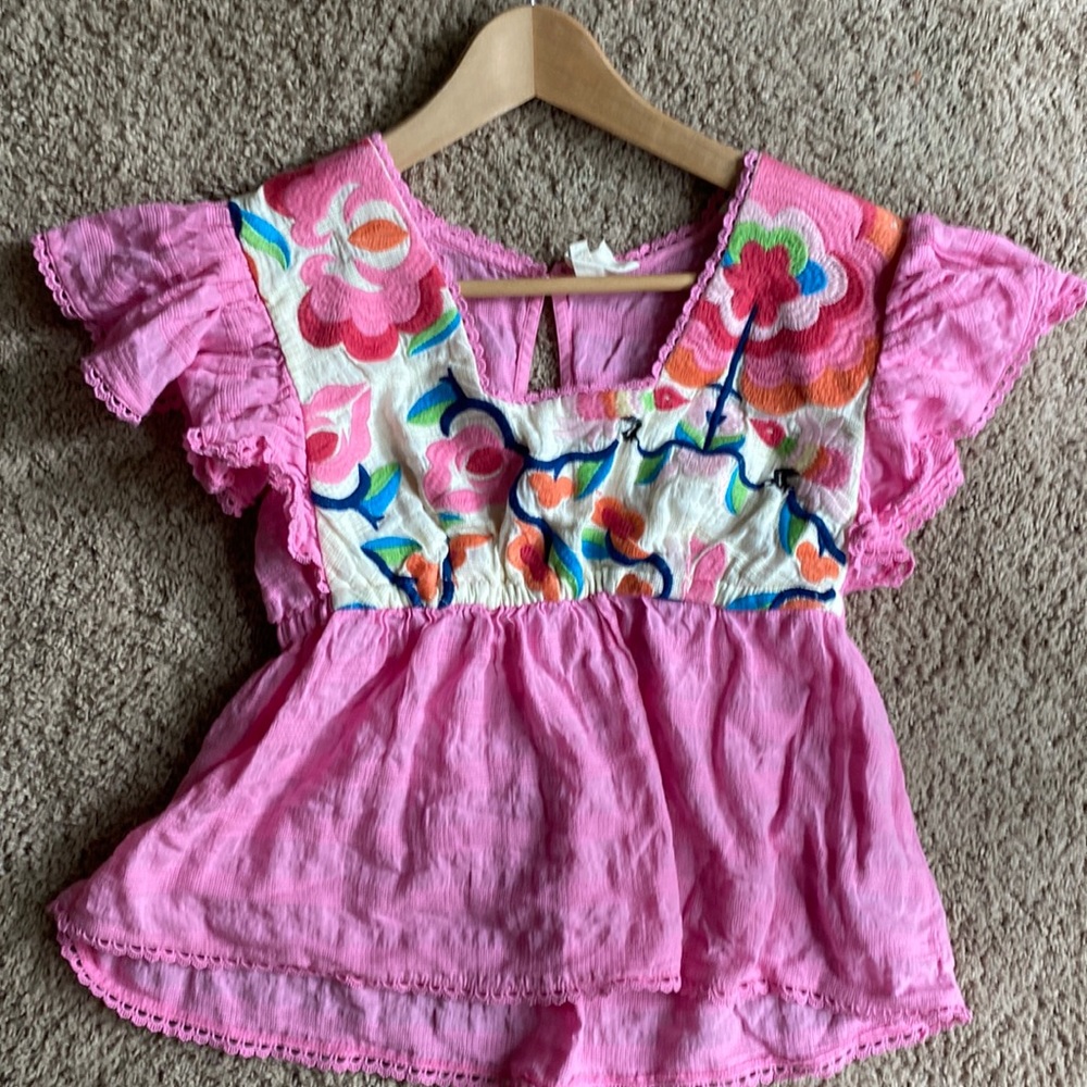 Anthropologie Plenty by Tracy Reese embroidered babydoll top
